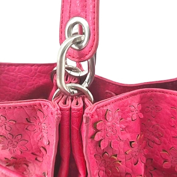 Like New-Jessica Simpson Large Bubblegum Pink Flower Shoulder Bag - Picture 5 of 11
